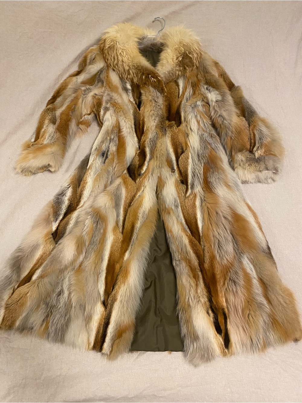 Vintage Red Fox Fur Coat Full Length Long Plush Odorless Clean Lining M/L